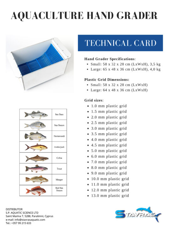 StavRas Aquatic Solutions - equipment for aquaculture - graders - Aquaculture Hand Grader 2 data